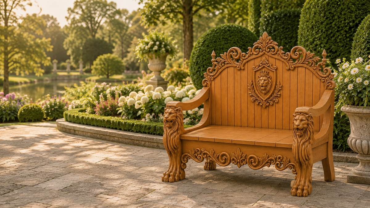 Handcrafted teak garden throne for luxury resort outdoor seating