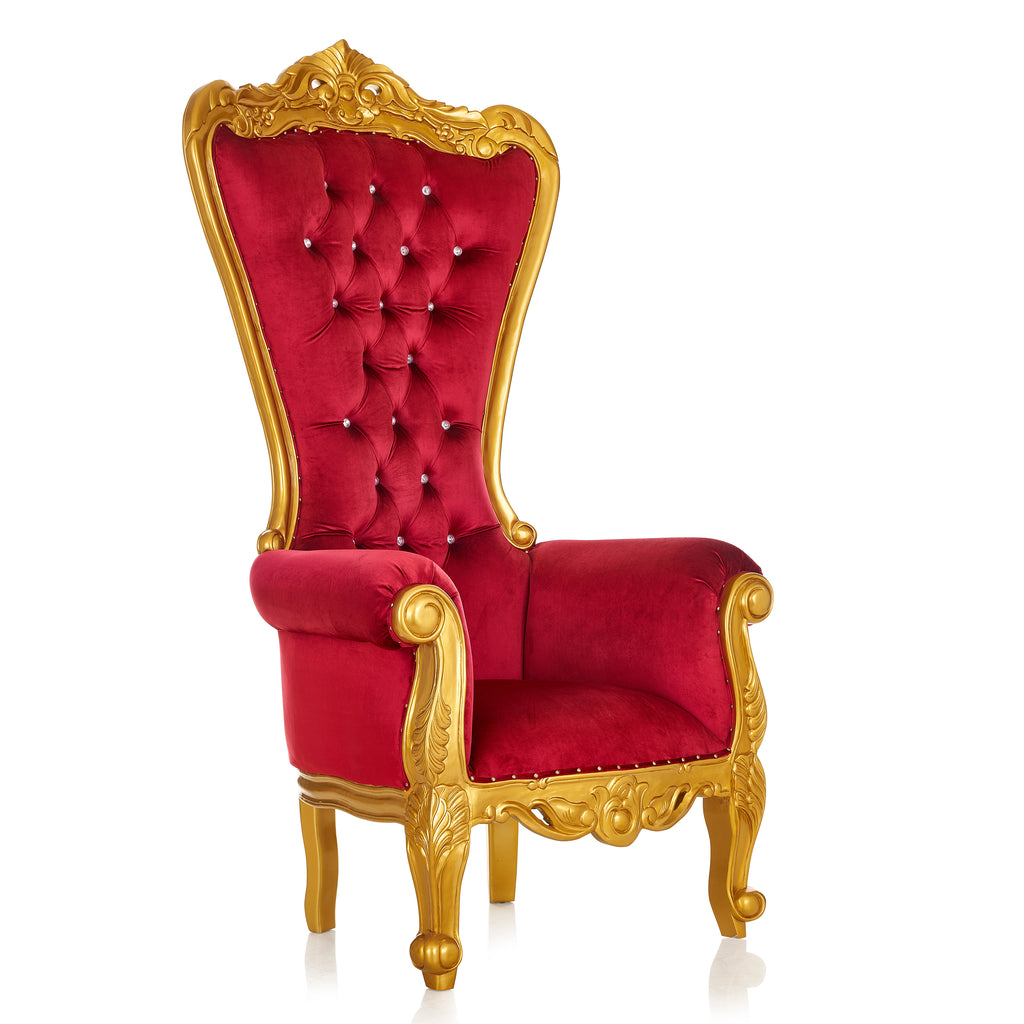 "Queen Tiffany 3.0" Throne Chair - Red Velvet / Gold