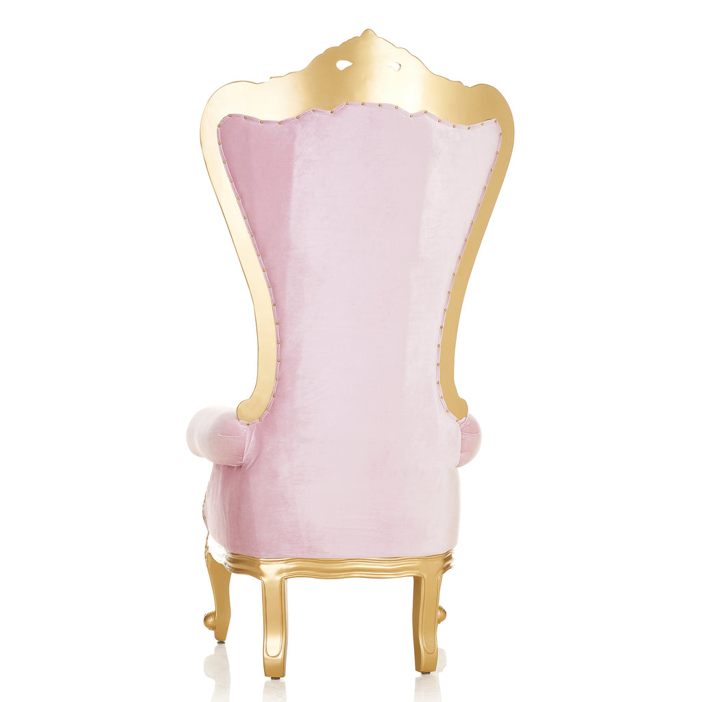 "Queen Tiffany 3.0" Throne Chair - Light Pink Velvet / Gold