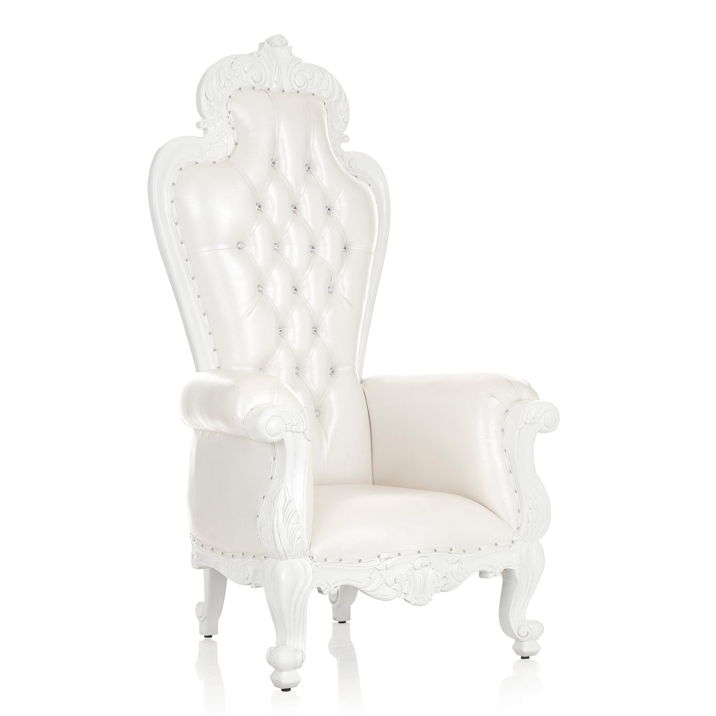 "Reina" Royal Arm Throne Chair - White / White