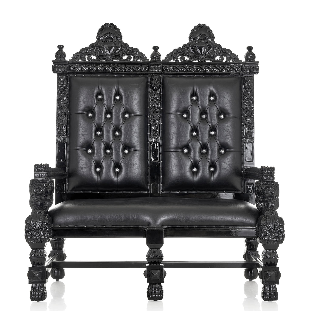 "King Samuel" Lion Love Seat Throne Chair - Black / Black