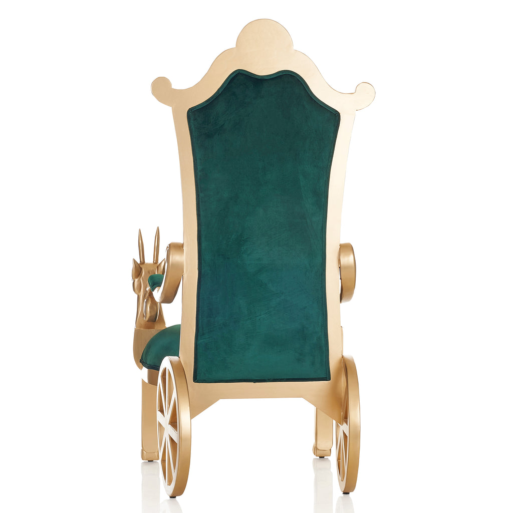 “Santa" Reindeer Throne Chair - Green Velvet / Gold