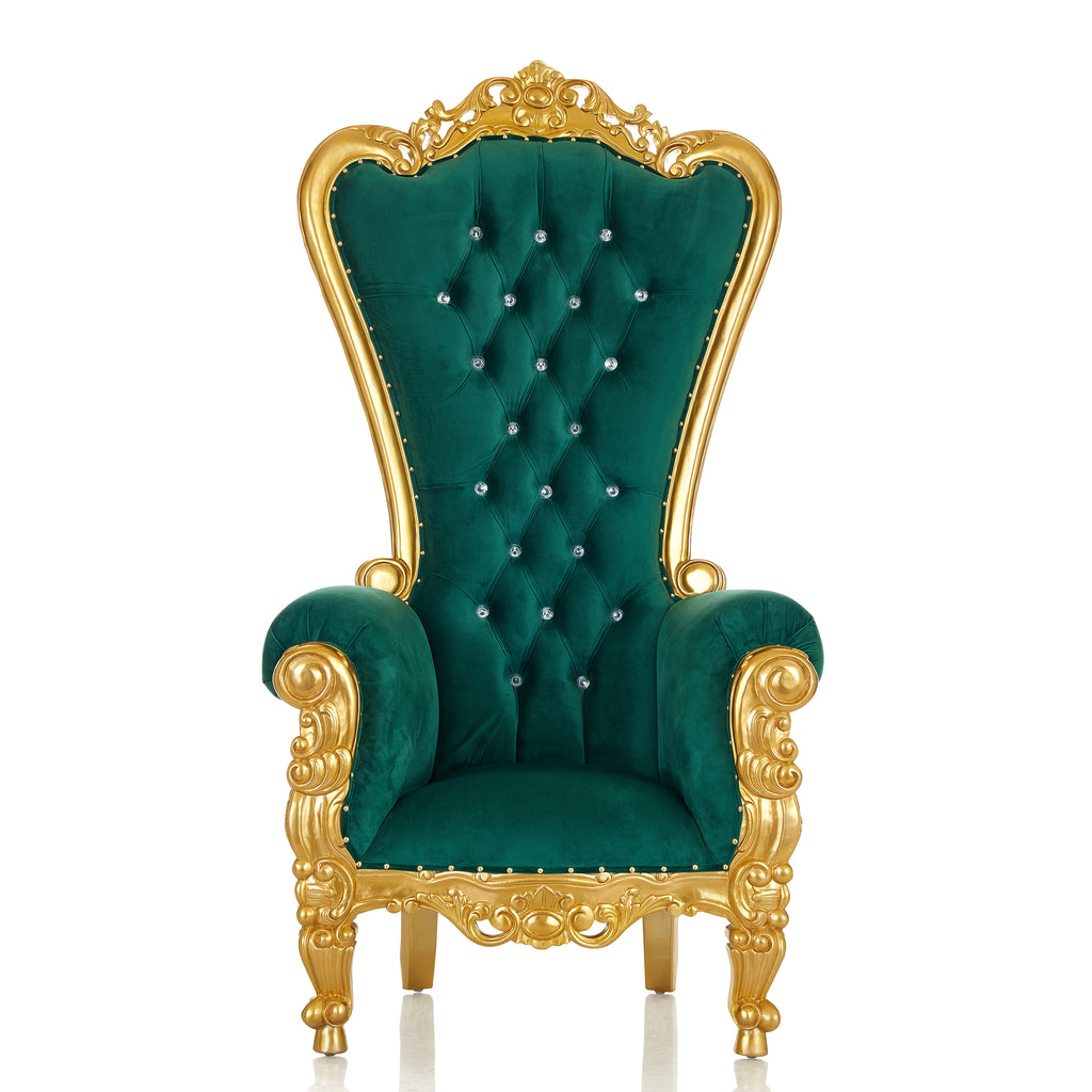 "Queen Tiffany" Throne Chair - Green Velvet / Gold