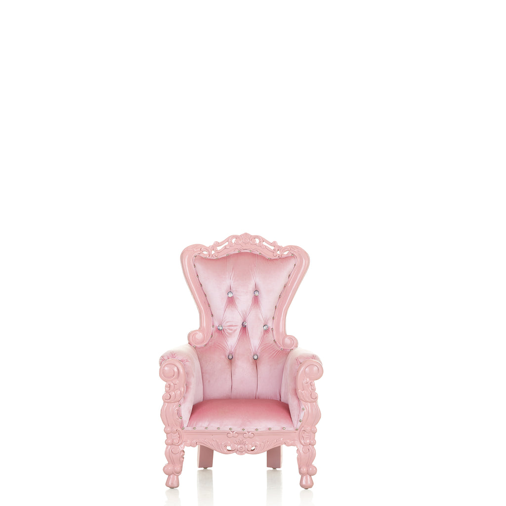 "Mini Tiffany 33" Kids Throne Chair - Light Pink Velvet / Light Pink