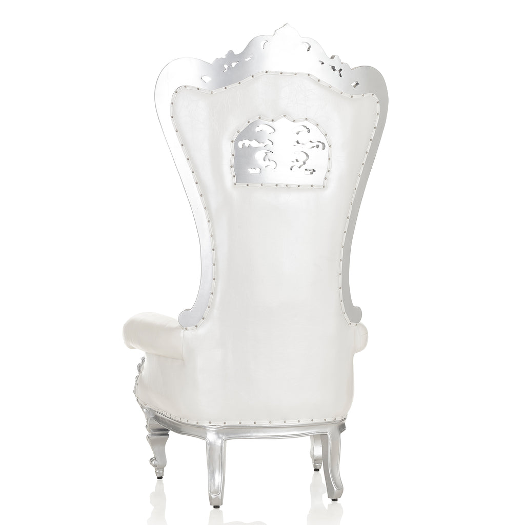 "Flower Crown Tiffany" Throne Chair - White / Silver