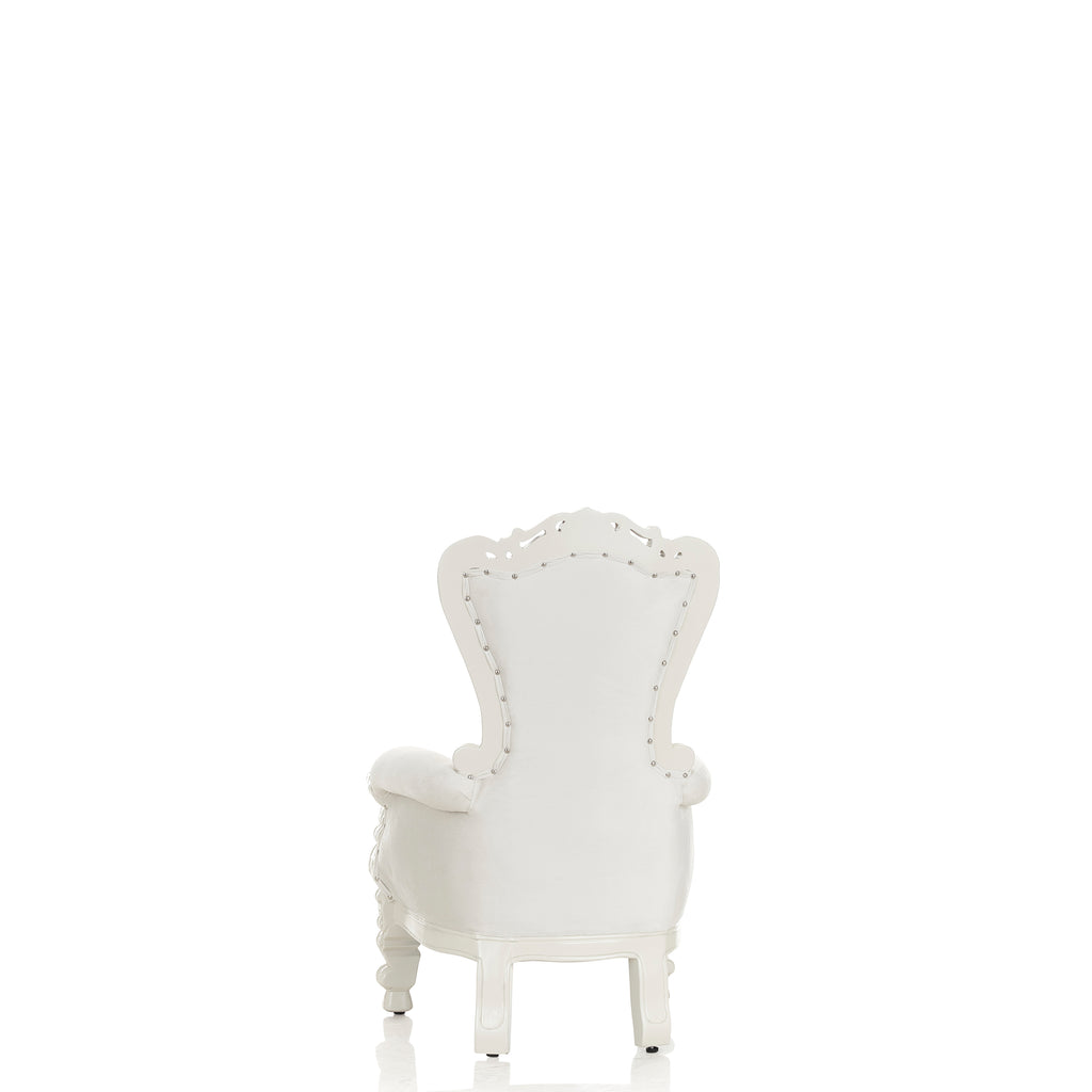 “Mini Tiffany 33" Kids Throne Chair - Ivory Velvet / Ivory