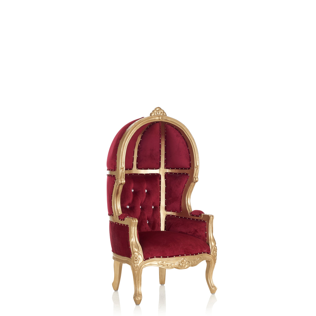 "Mini Canopy" Kids Throne Chair - Red Velvet / Gold