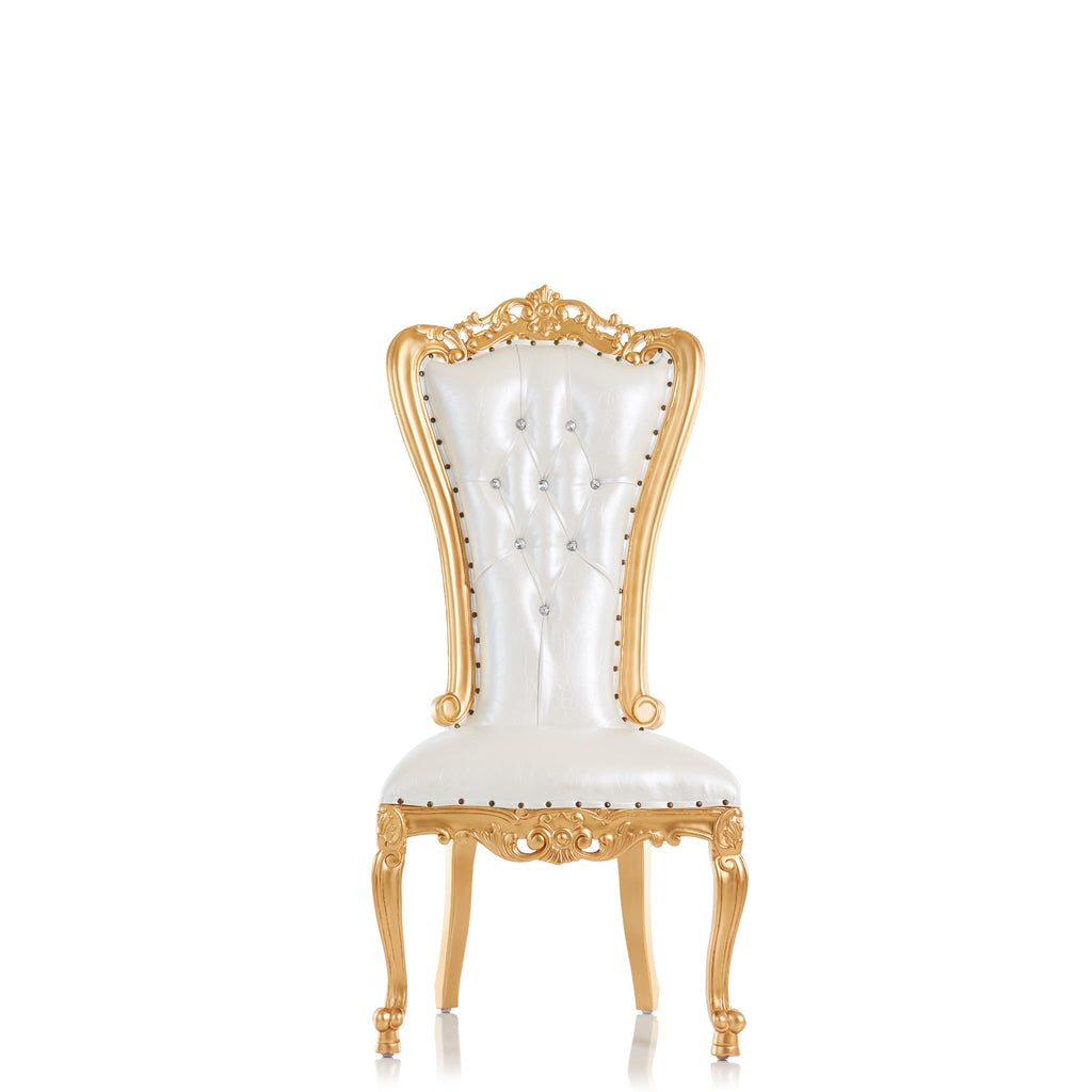 "Valentina" Accent Armless Throne Chair - White / Gold