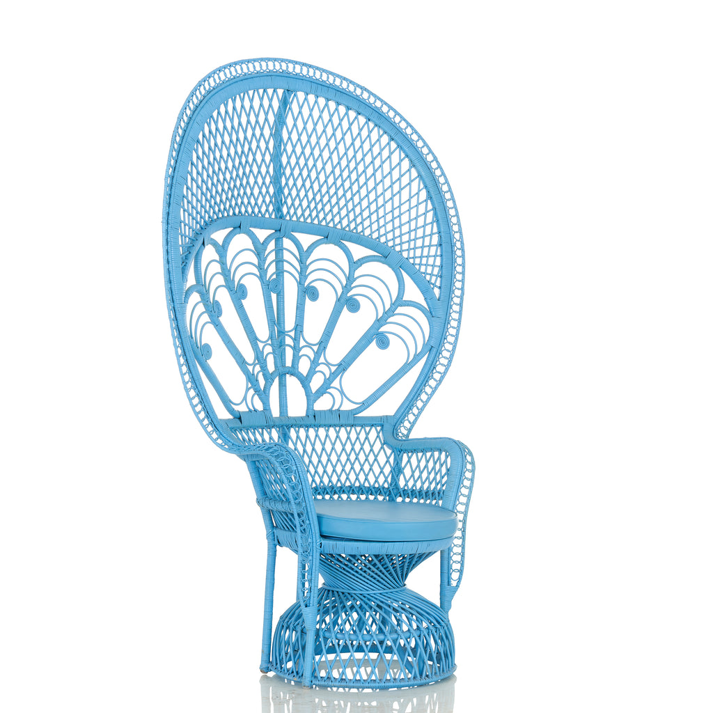 "Delila" 70" Rattan Peacock Chair - Blue