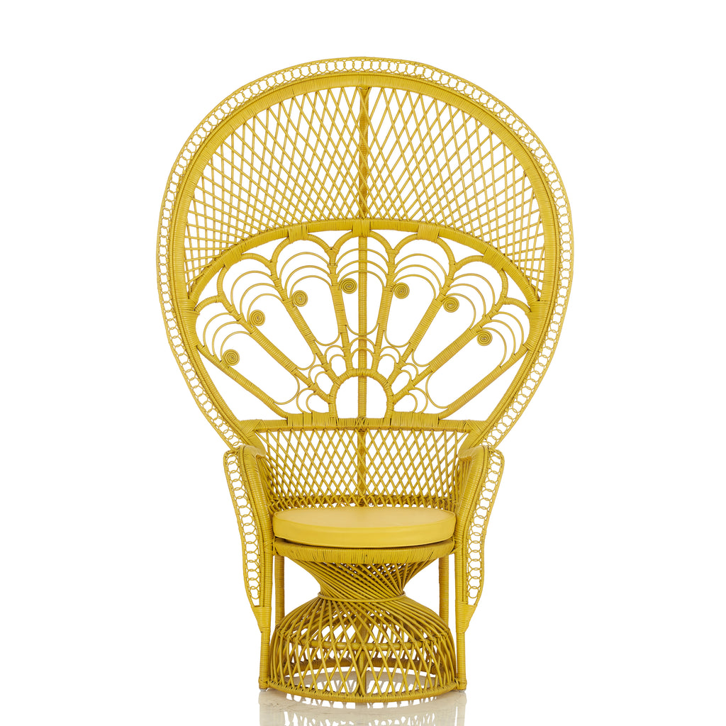 "Delila" 70" Rattan Peacock Chair - Yellow
