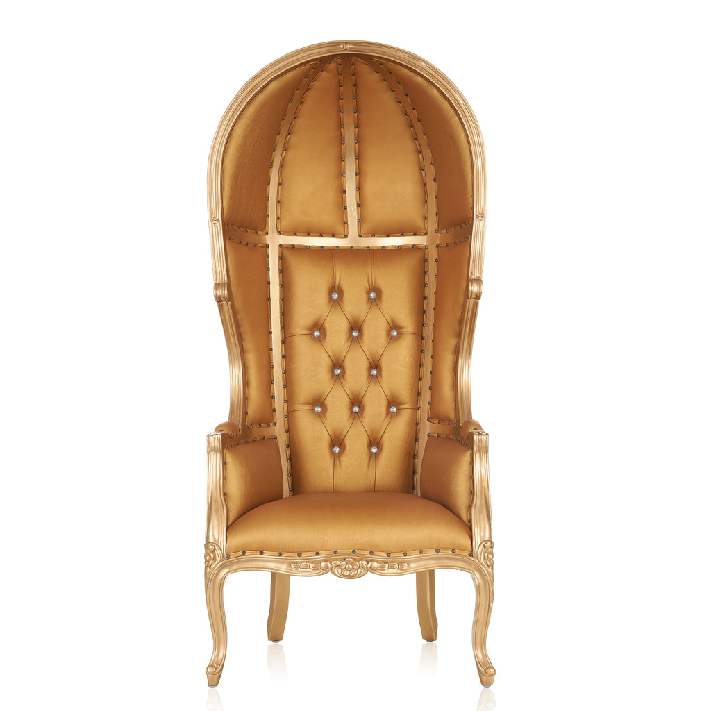 "Hooded Canopy 70" Bridal Throne Chair - Gold / Gold
