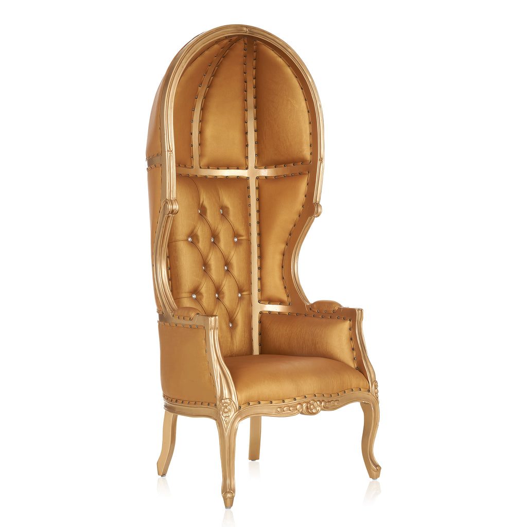 "Hooded Canopy 70" Bridal Throne Chair - Gold / Gold
