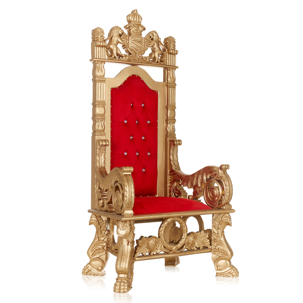 "King Stephen" Throne Chair - Red Velvet / Gold