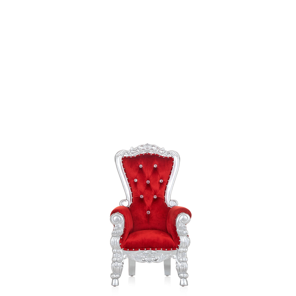 "Mini Tiffany 33" Kids Throne Chair - Red Velvet / Silver
