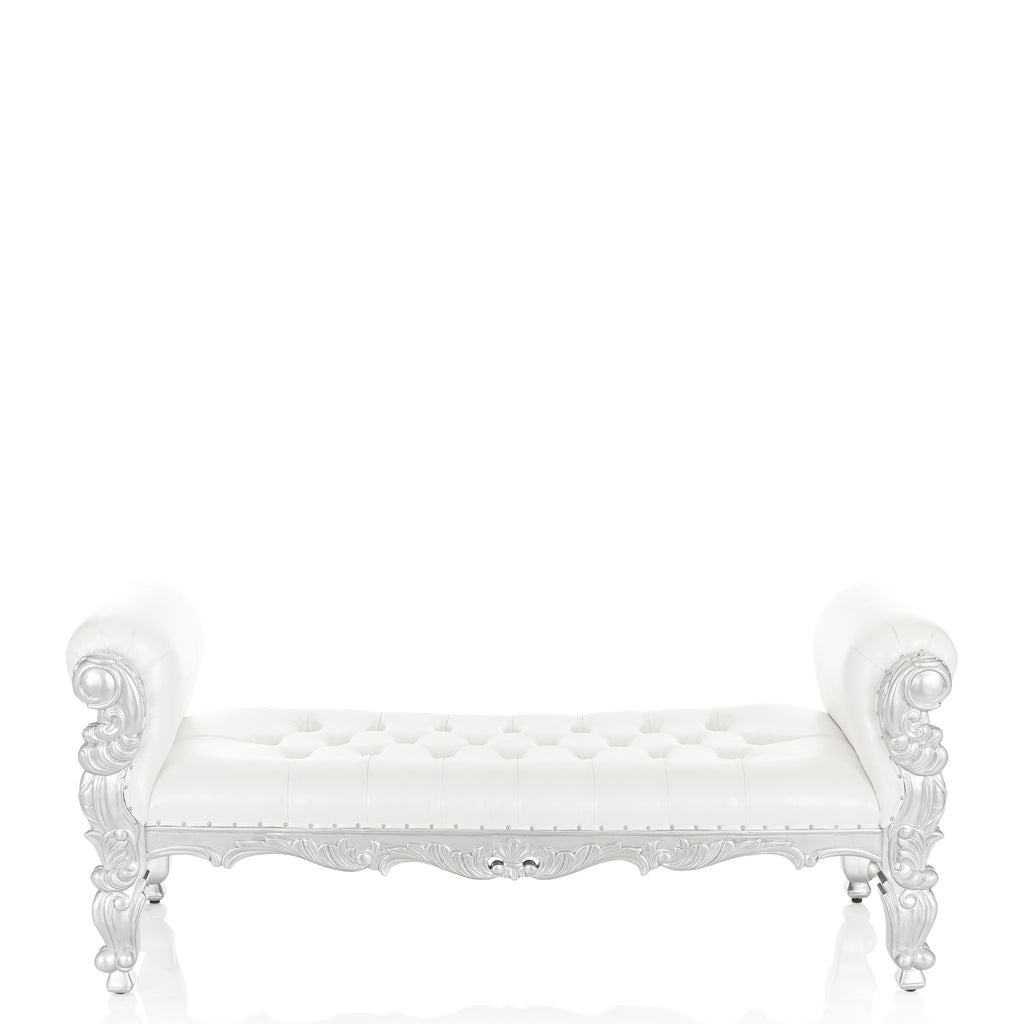 "Stefania" Royal Party Bench - White / Silver