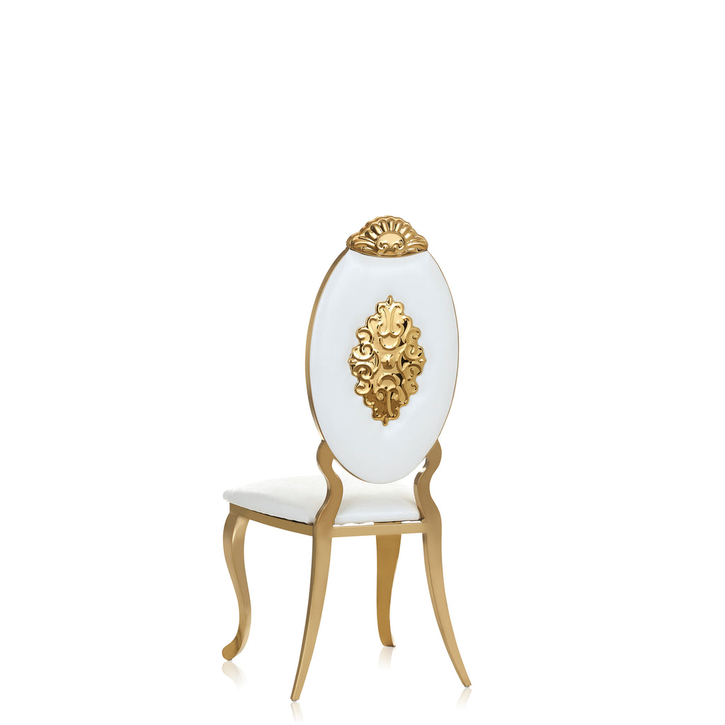 "Cora" 2Pcs. Metal Bridal Armless Throne Chair - White / Gold