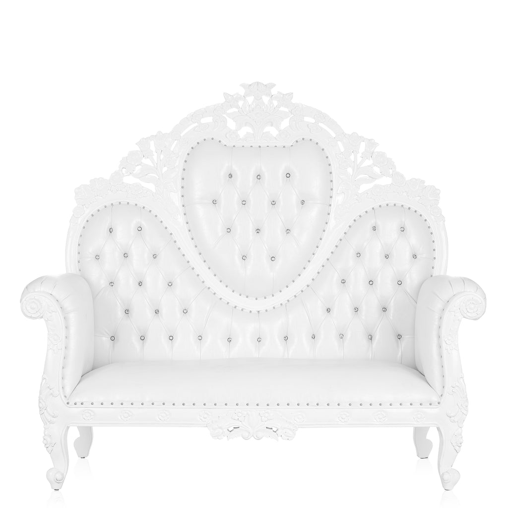 "Capri" Royal High Back Love Seat  - White / White