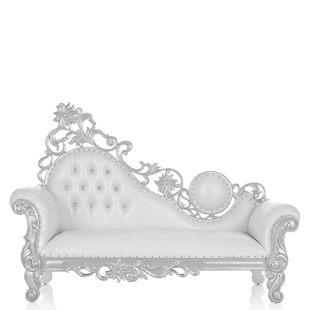"Vanessa" Royal Chaise Lounge - White / Silver