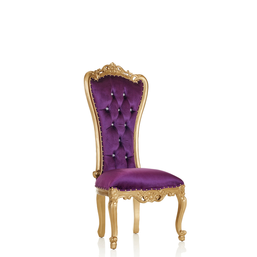 "Valentina" Accent Armless Throne Chair - Purple Velvet / Gold
