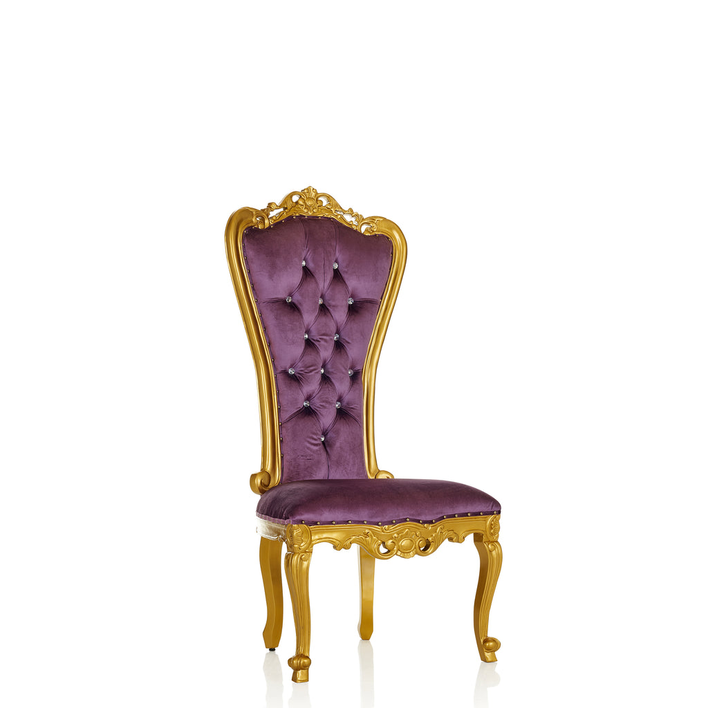 Valentina" Accent Armless Throne Chair - Light Purple Velvet / Gold