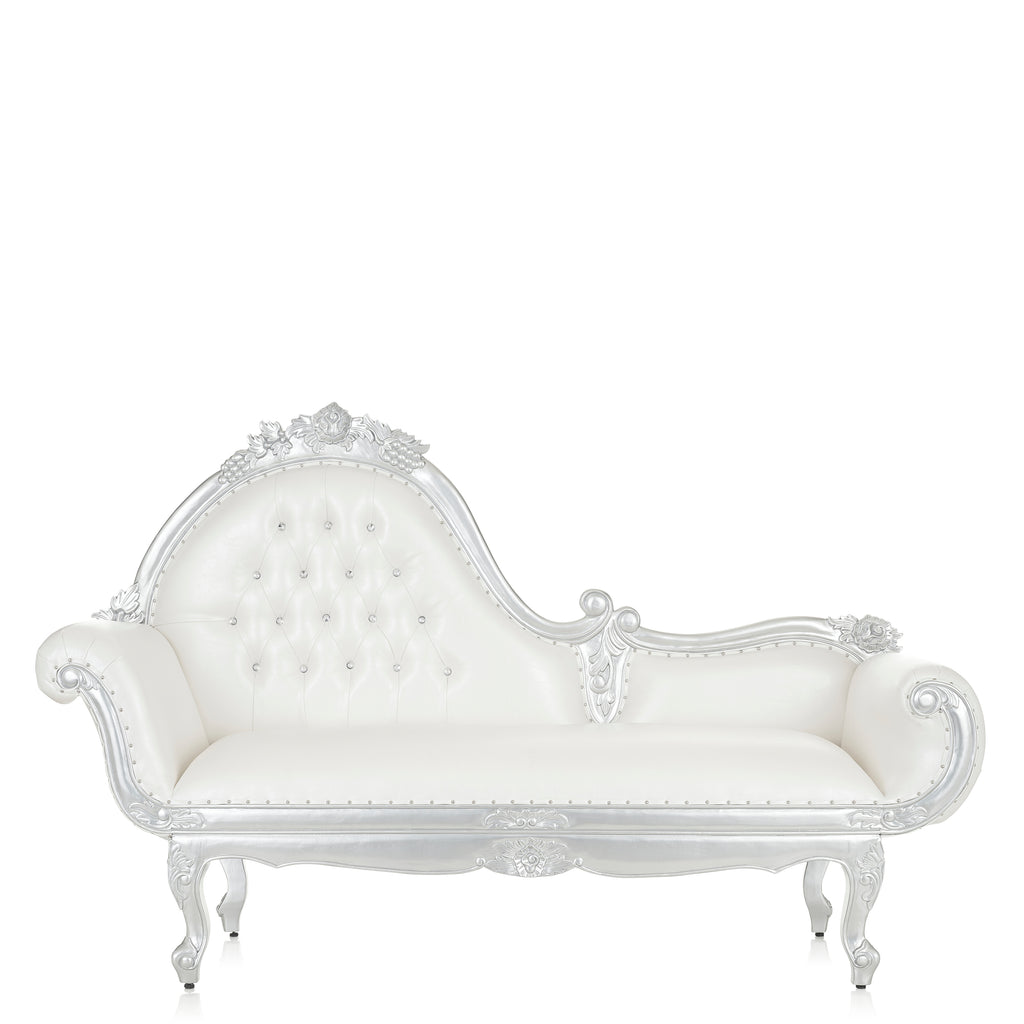 "Charlotte" Royal Chaise Lounge - White / Silver