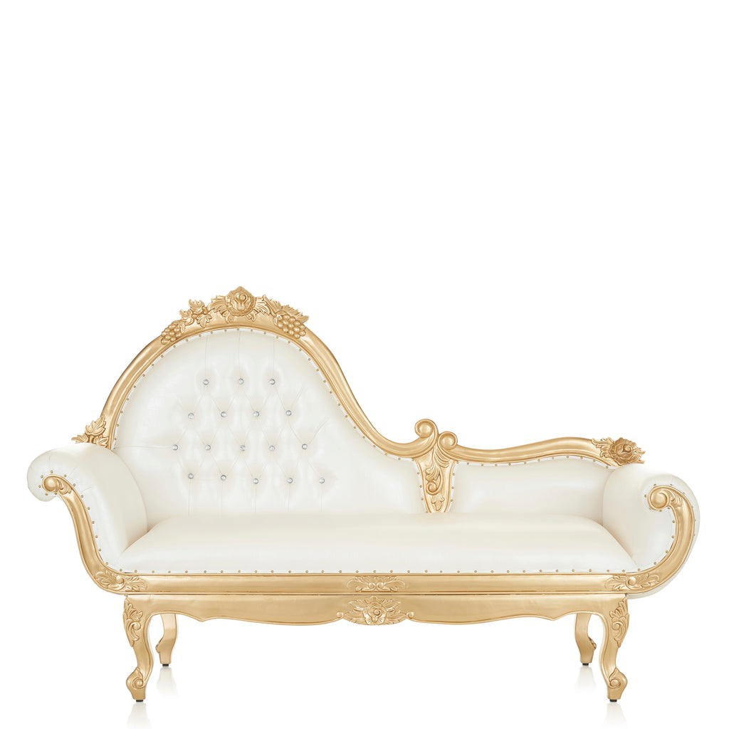 "Charlotte" Royal Chaise Lounge - White / Gold