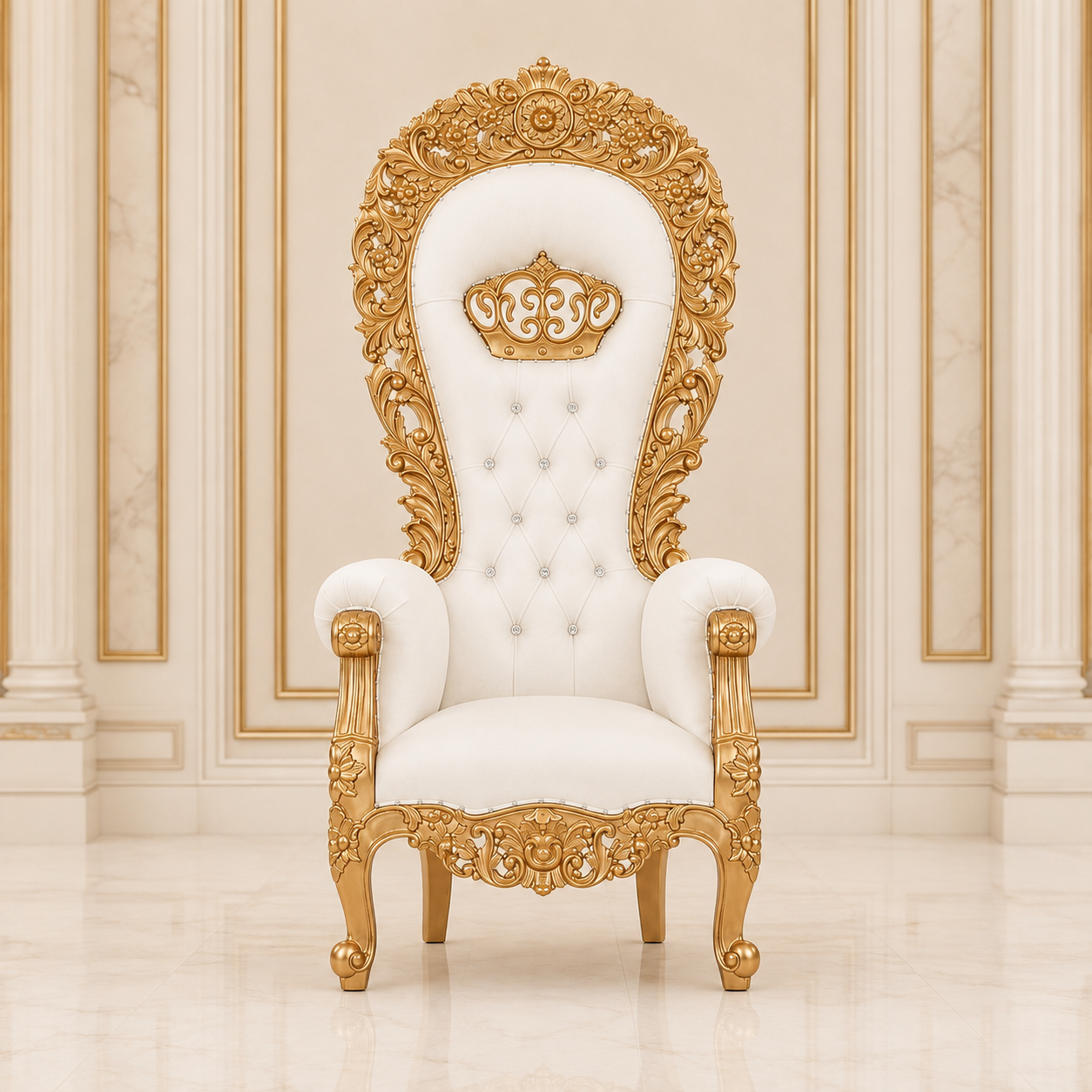 Silla trono "Amiera Crown" - Blanco/Dorado