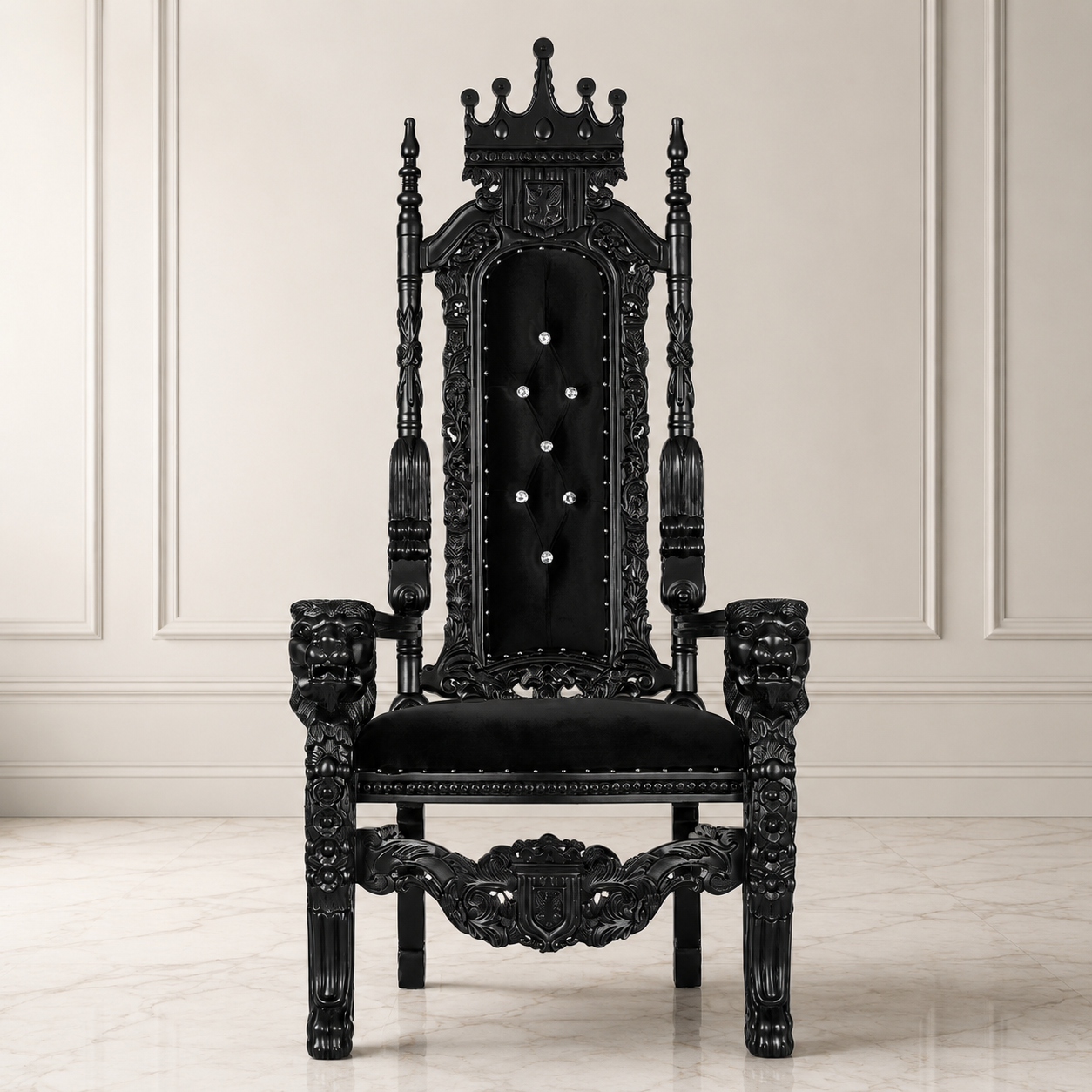 King David Crown Throne Chair - Velvet