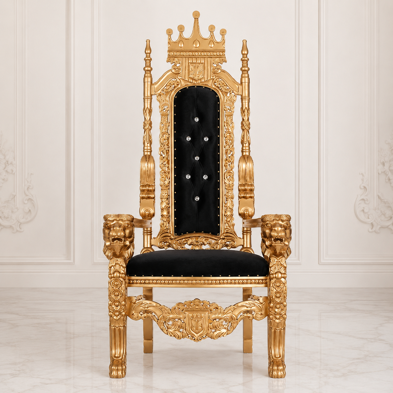 King David Crown Throne Chair - Velvet