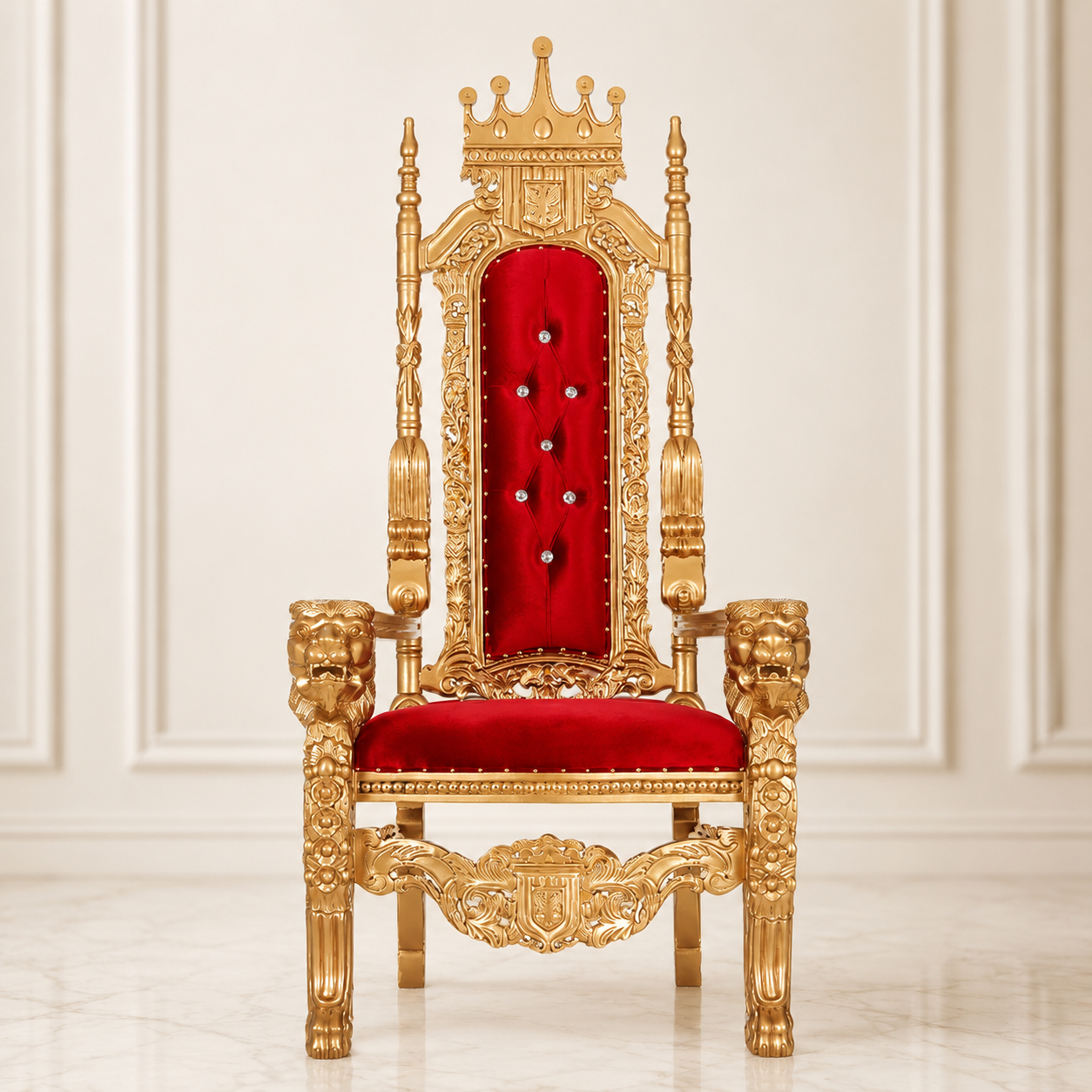 King David Crown Throne Chair - Velvet