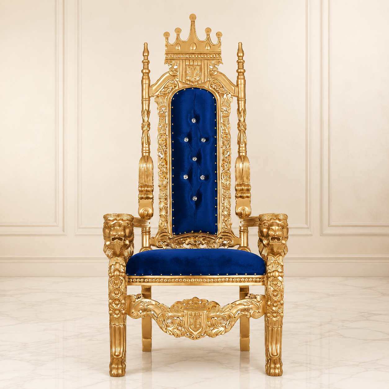 King David Crown Throne Chair - Velvet