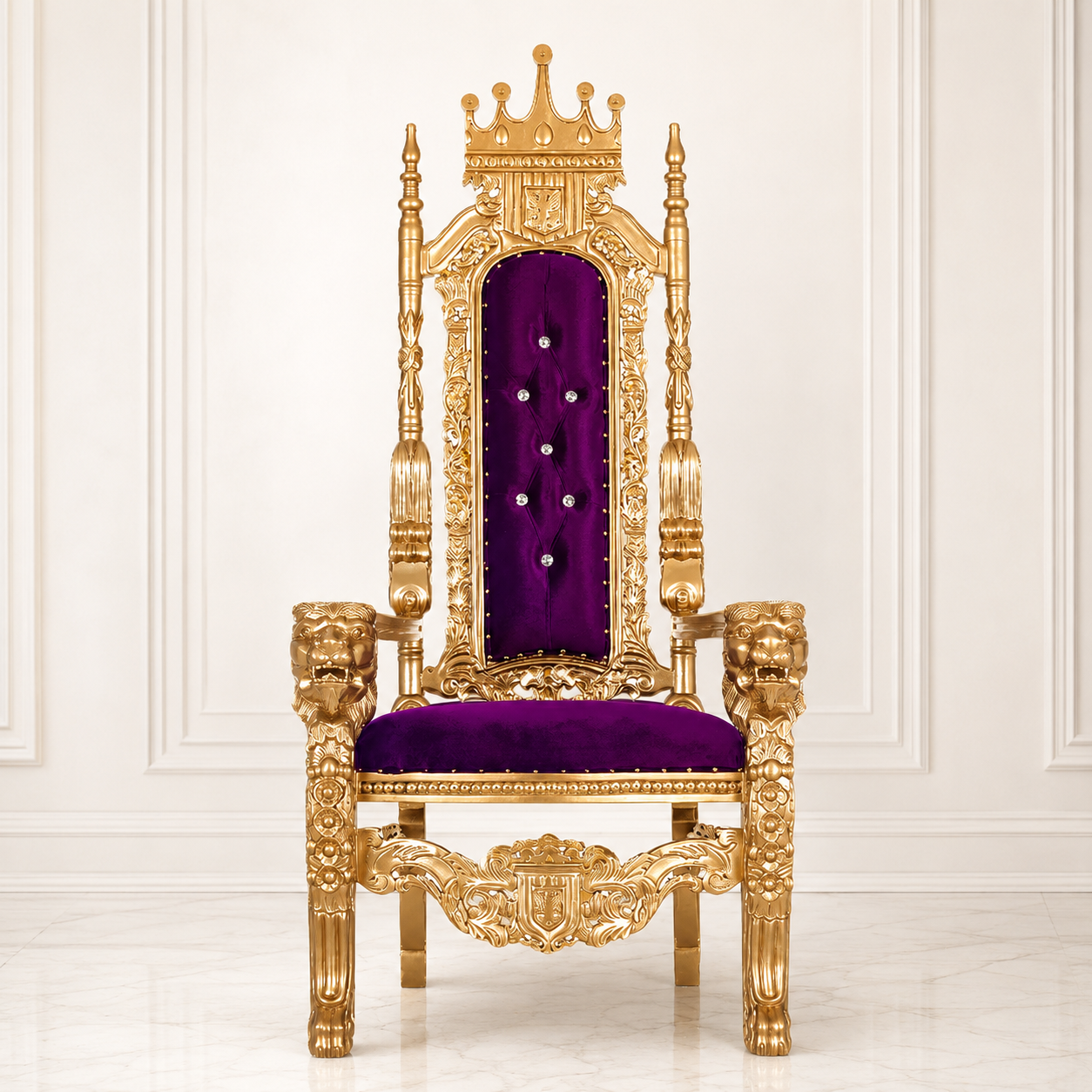 King David Crown Throne Chair - Velvet