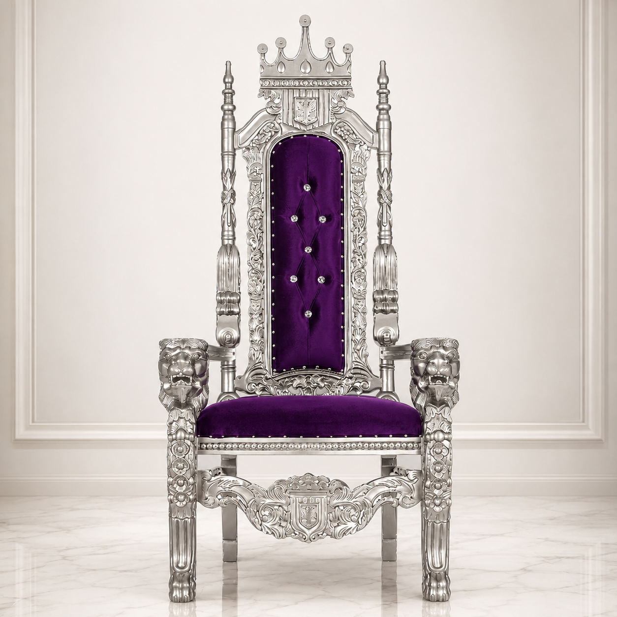 King David Crown Throne Chair - Velvet