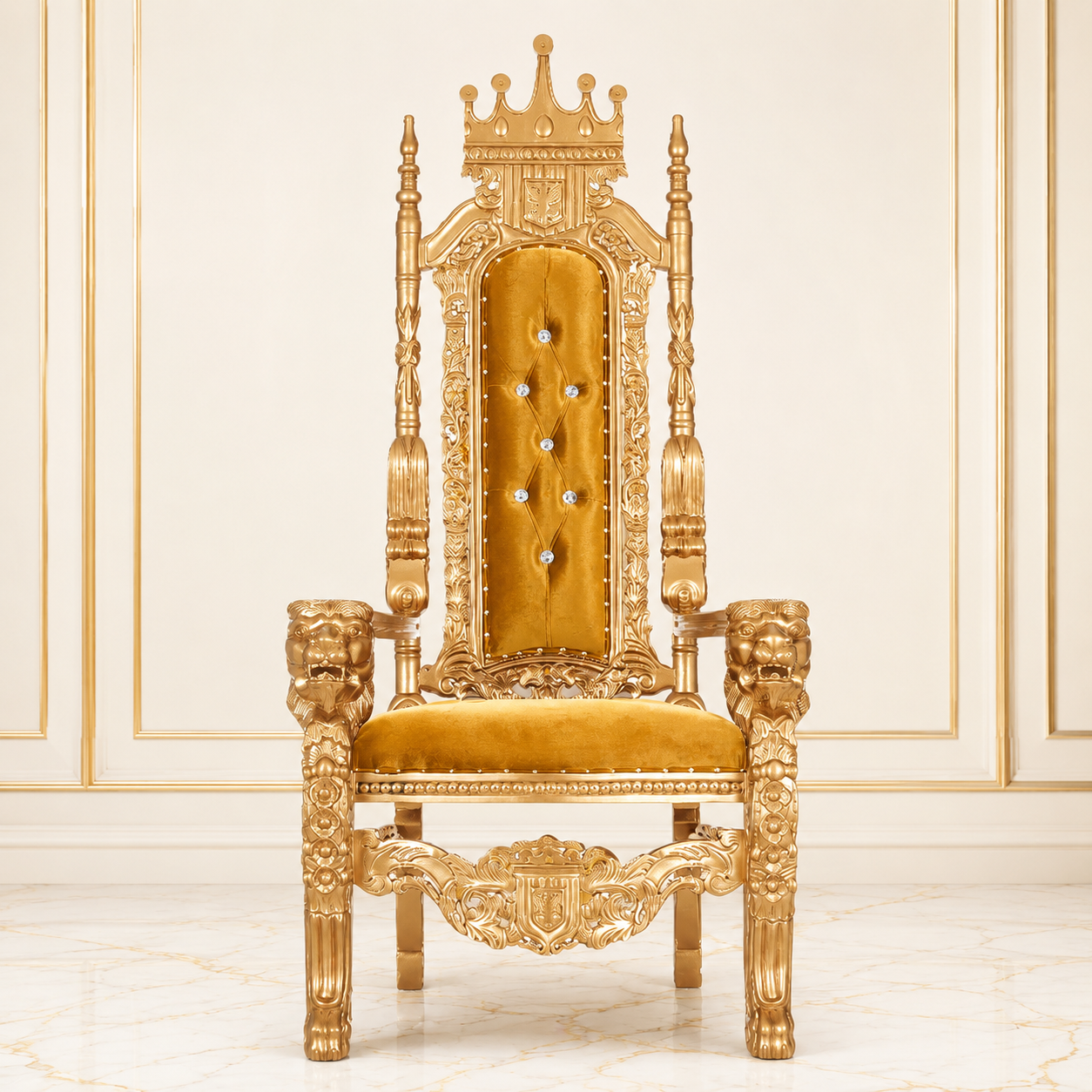 King David Crown Throne Chair - Velvet