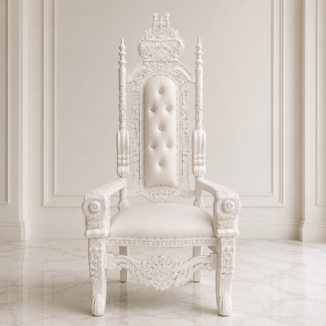 Silla trono con flores del rey David