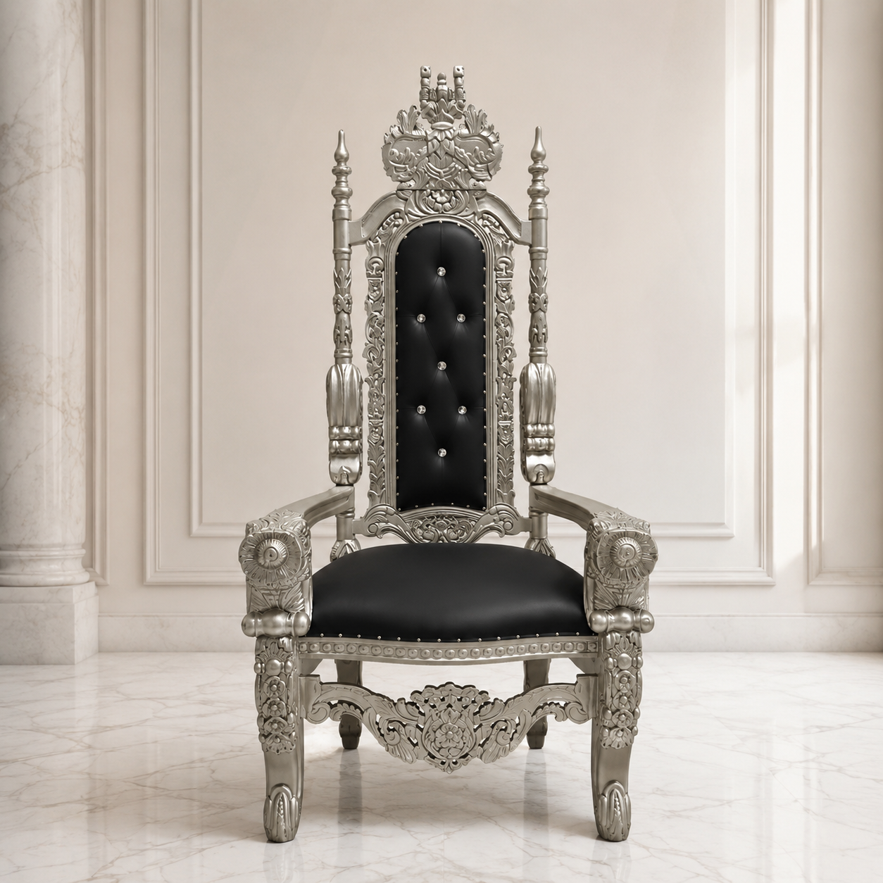 Silla trono con flores del rey David