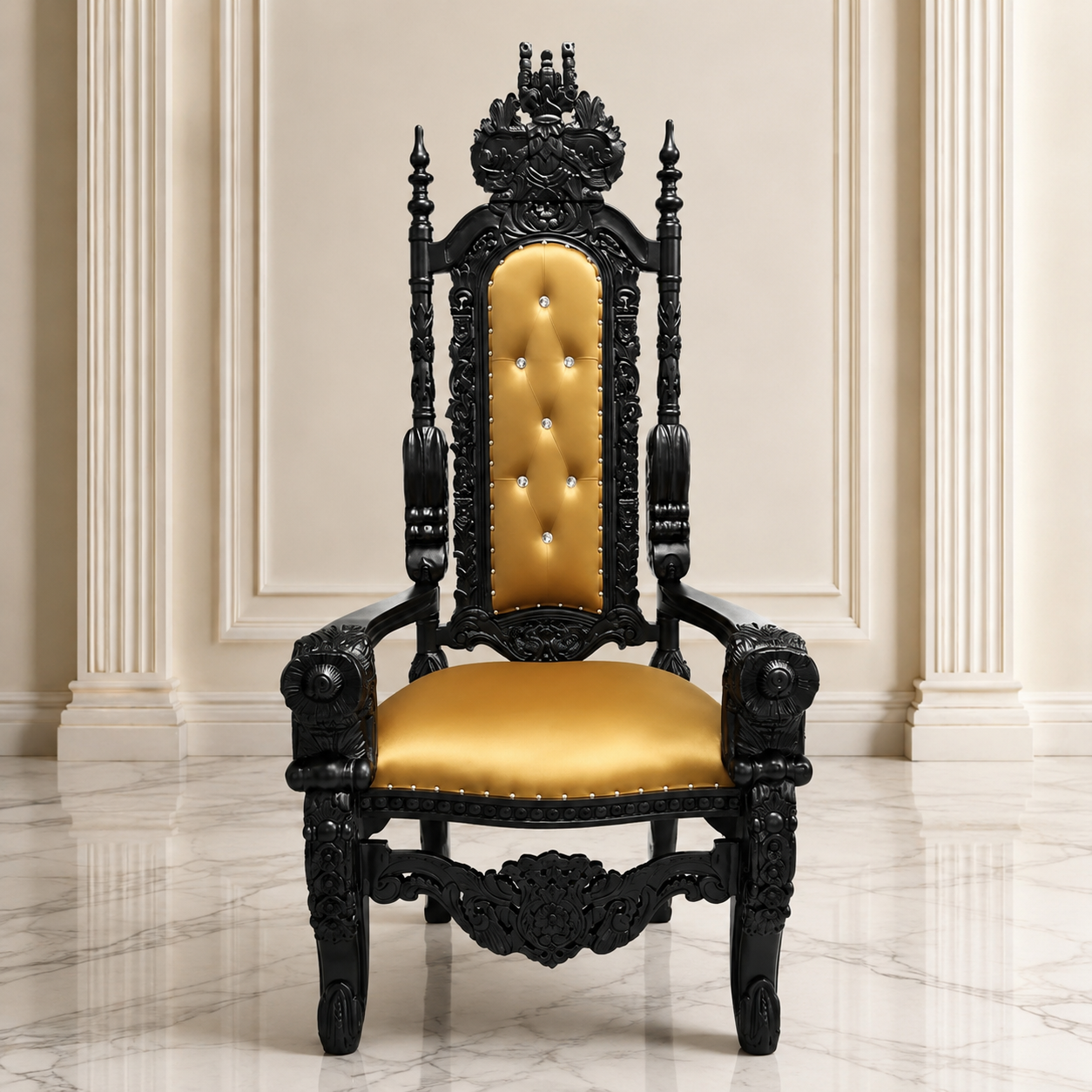 Silla trono con flores del rey David
