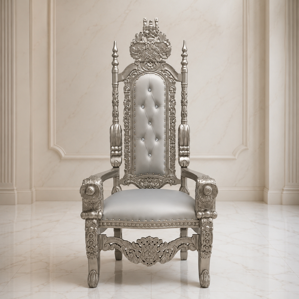 Silla trono con flores del rey David