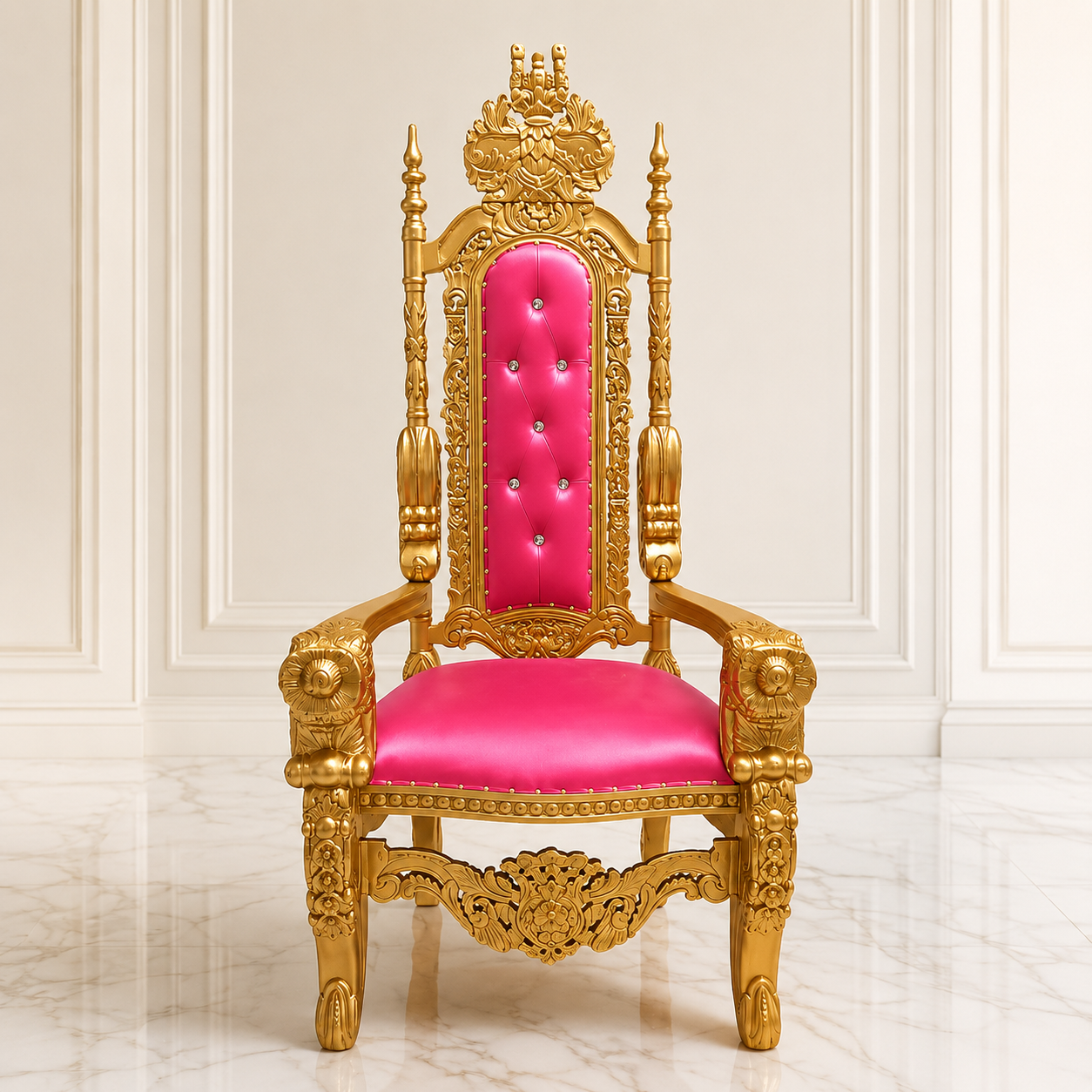 Silla trono con flores del rey David