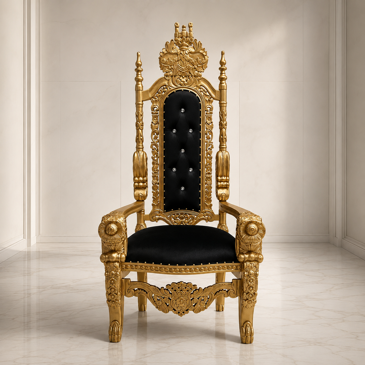 Silla trono con flores del rey David