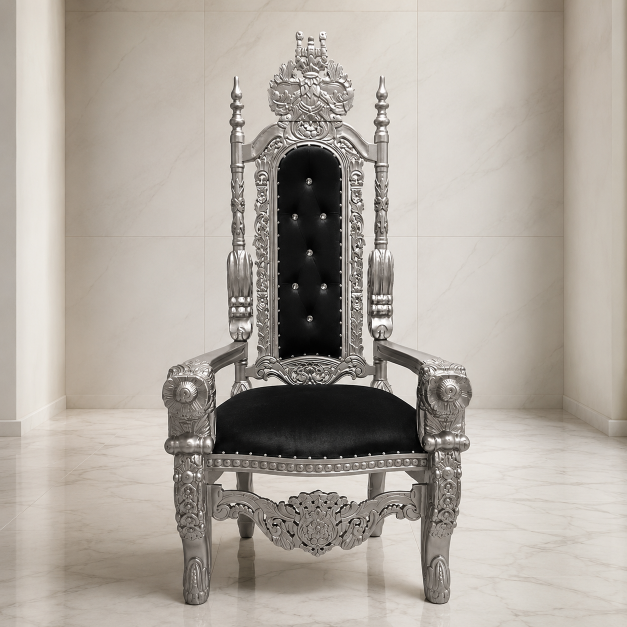 Silla trono con flores del rey David