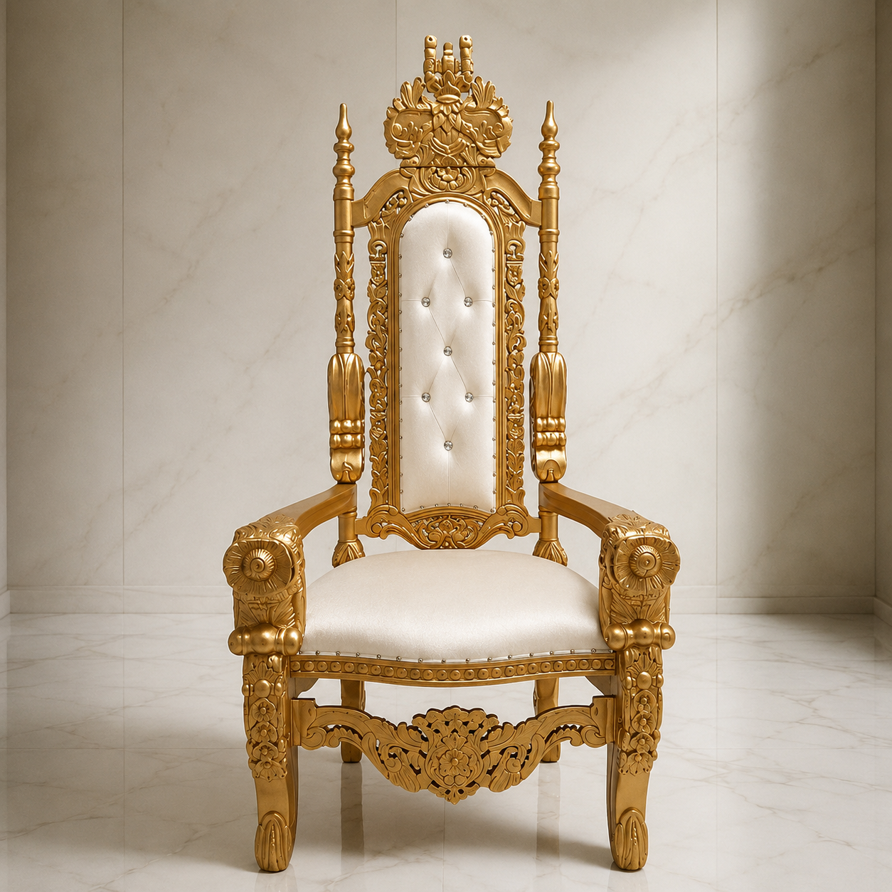 Silla trono con flores del rey David
