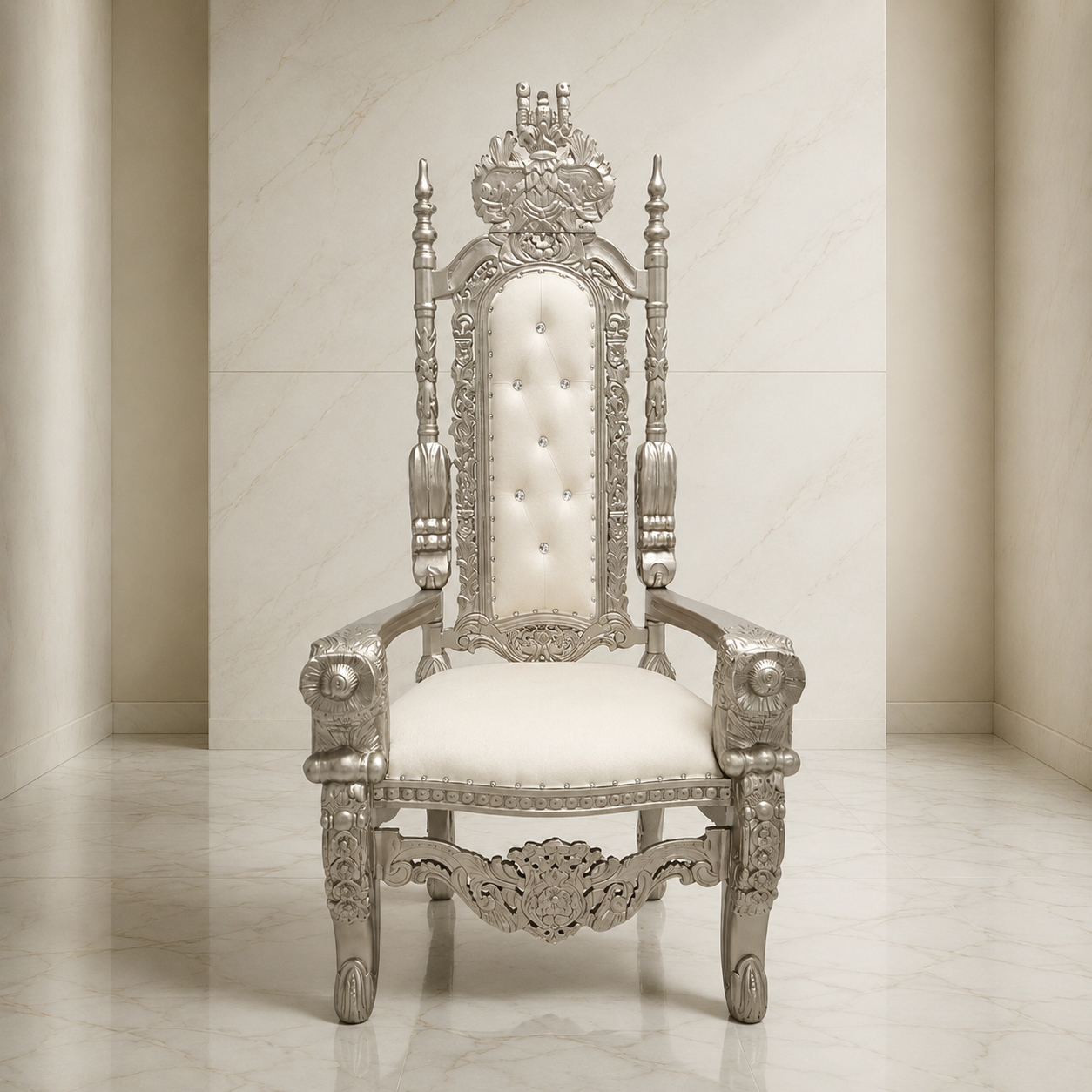 Silla trono con flores del rey David