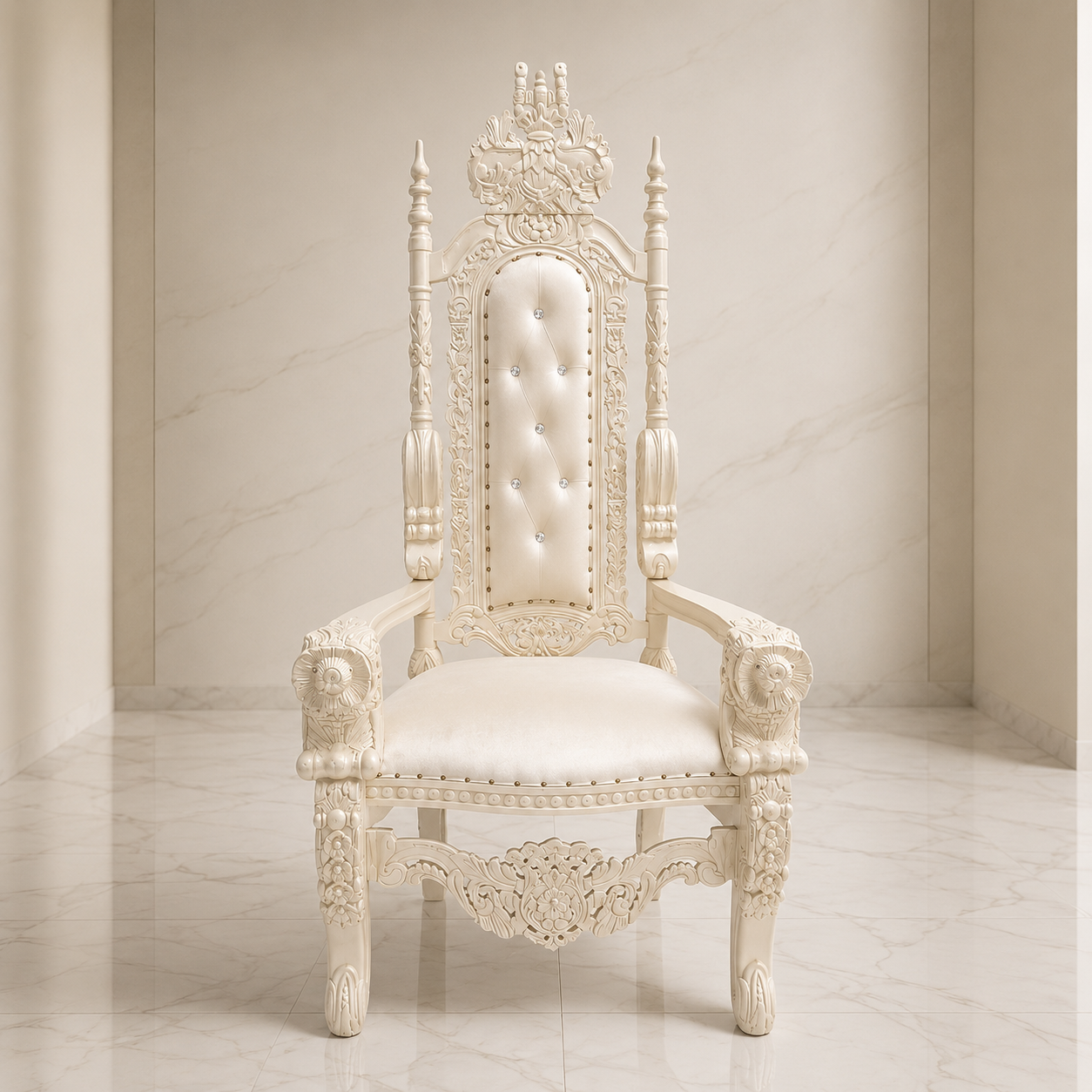 Silla trono con flores del rey David