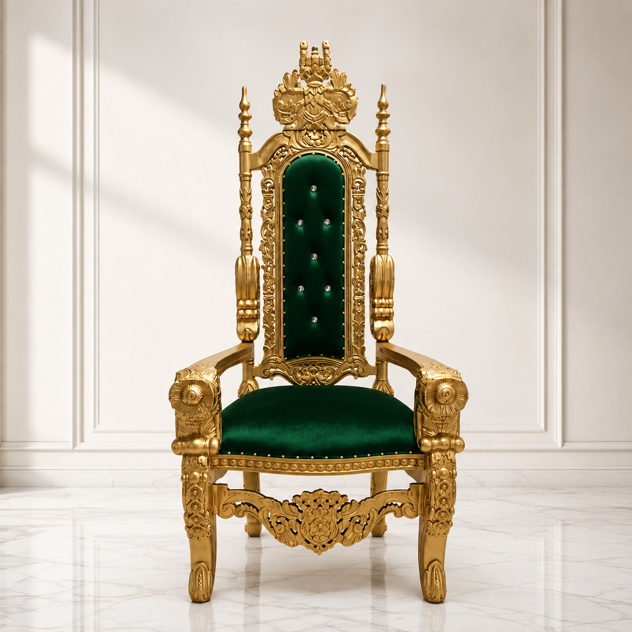 Silla trono con flores del rey David