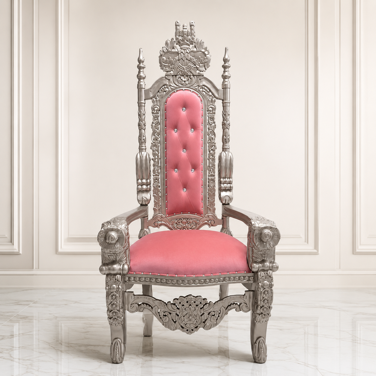 Silla trono con flores del rey David