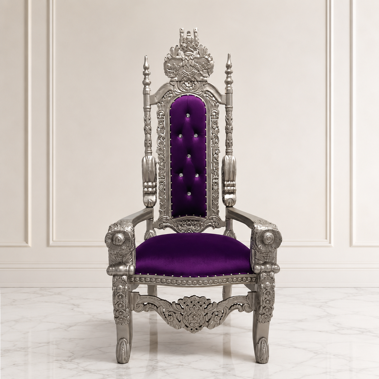 Silla trono con flores del rey David