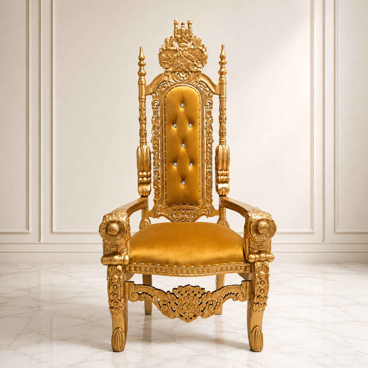Silla trono con flores del rey David
