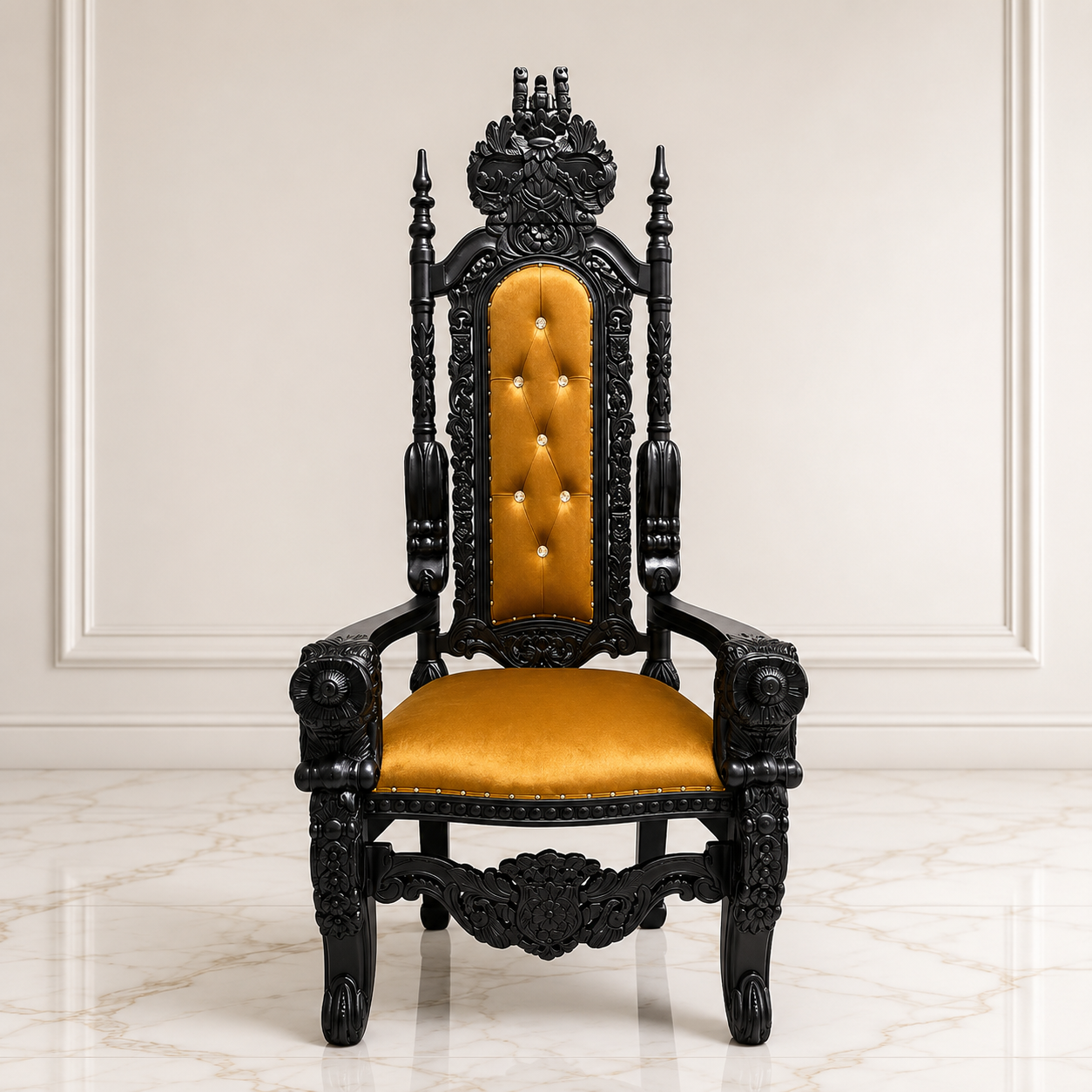 Silla trono con flores del rey David