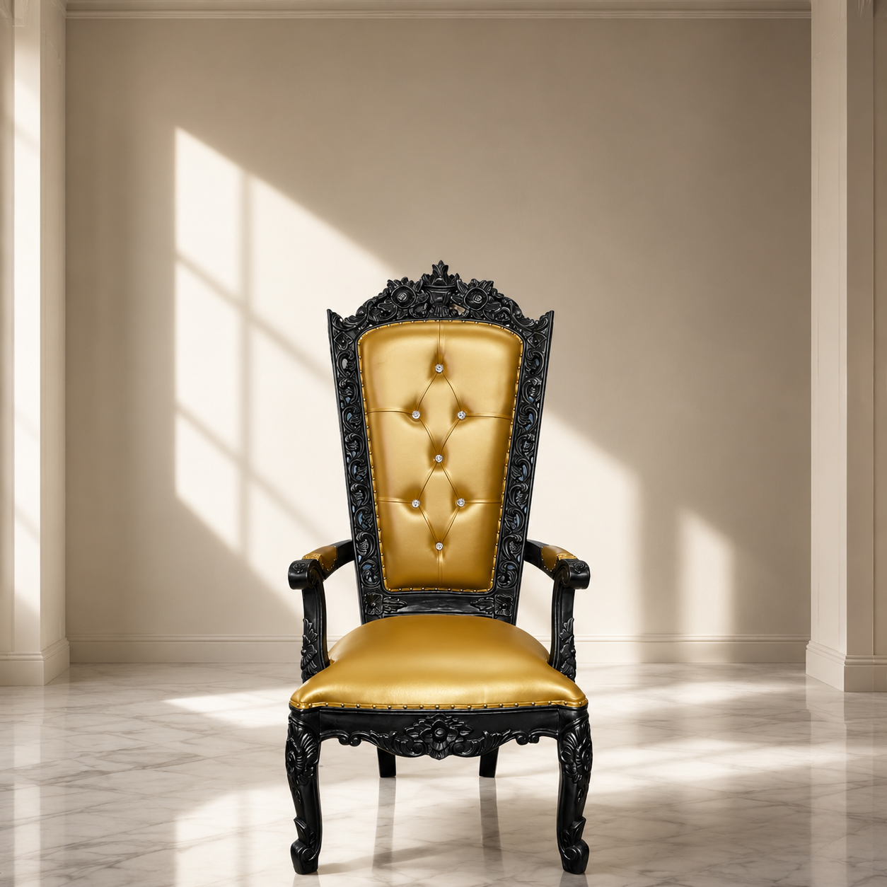 Silla del trono “Reina Raquel” - Negro / Dorado